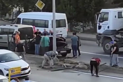 Freni patlayan kamyon otomobile çarptı! 2 kişi yaralandı