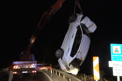 Şarampole uçan otomobilden mucize kurtuluş