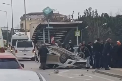 Takla atan otomobilden burnu bile kanamadan çıktı