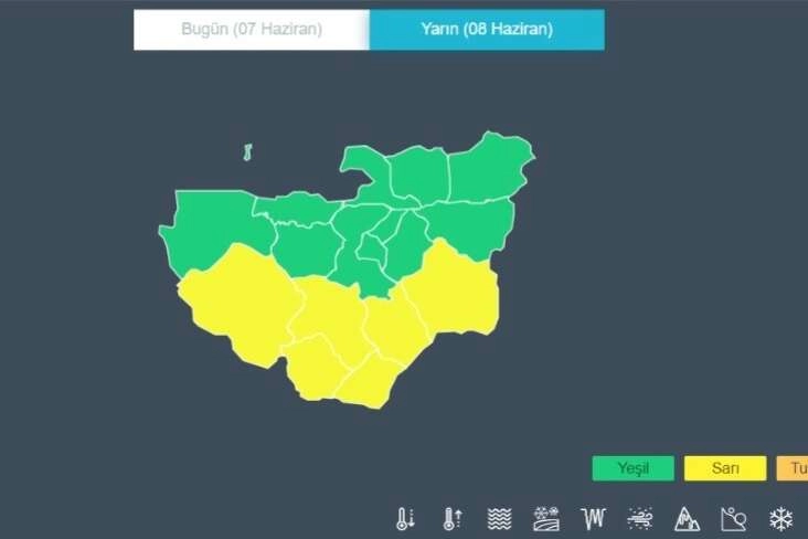 Meteorolojiden Bursa'ya sarı uyarı