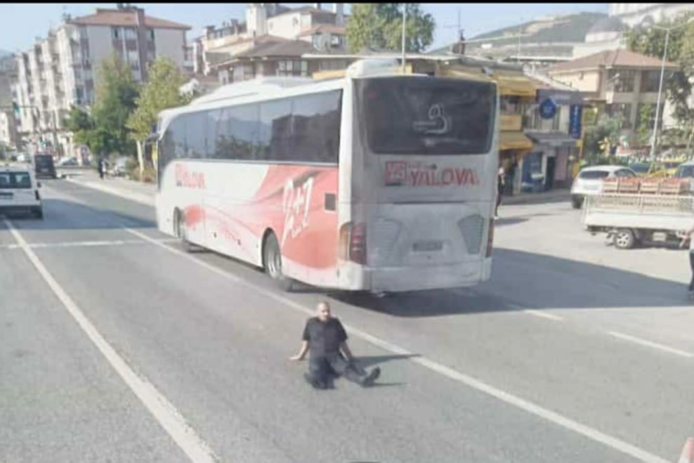 Yüzlerce aracın geçtiği karayoluna boylu boyunca uzandı