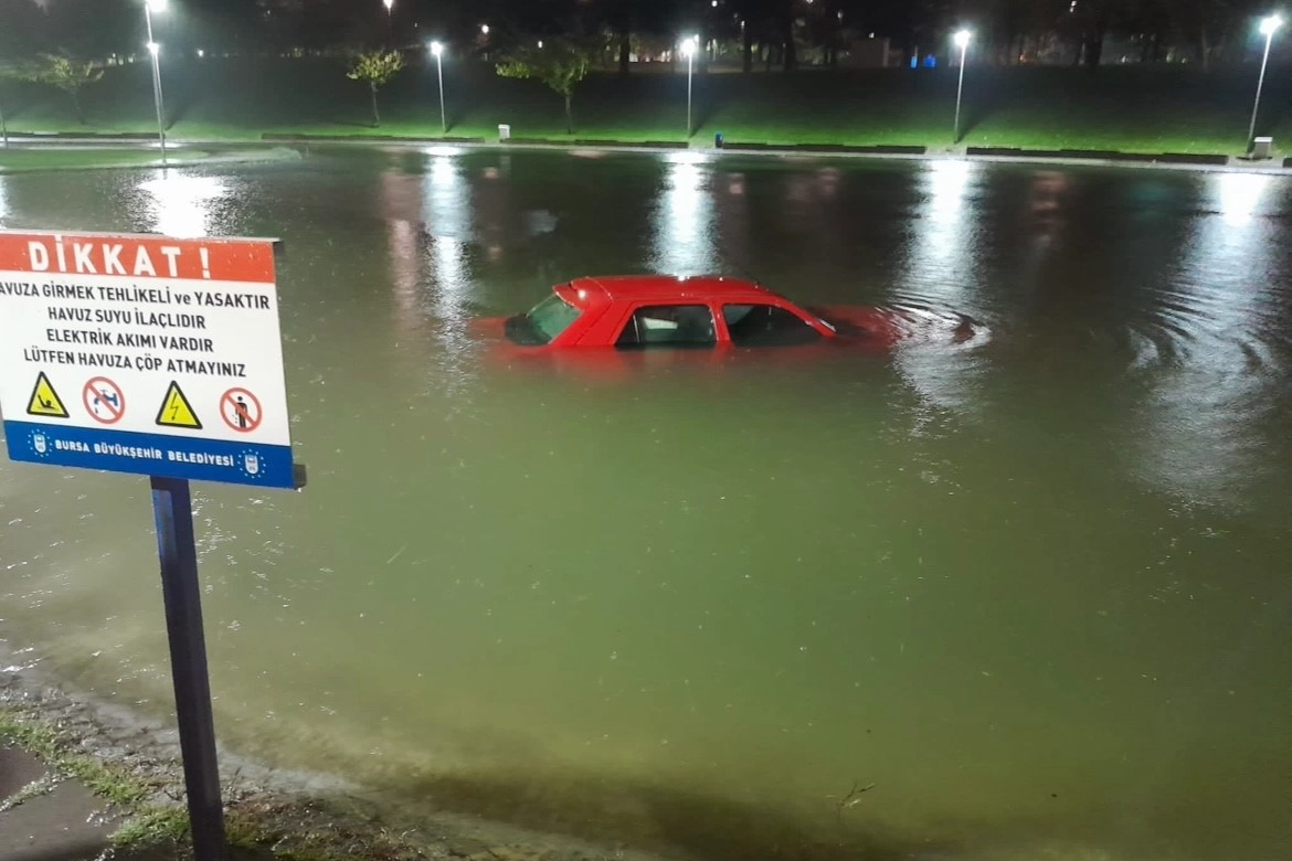 Park halindeki aracını çıkarmak isterken gölete düştü