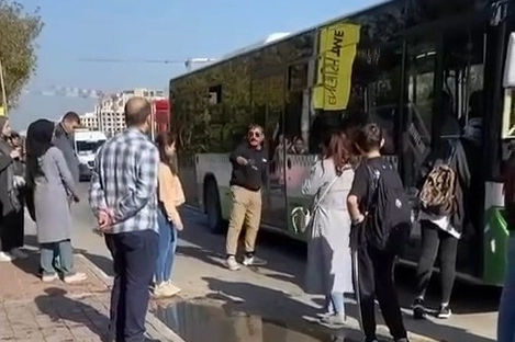 Yolcuyla tartışan belediye otobüs şoförü inat edip gitmedi