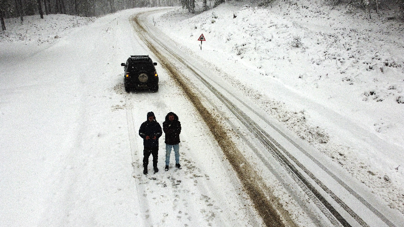 Kazdağları'nda kar yağışı yoğunlaştı, eşsiz manzaralar görüntülendi