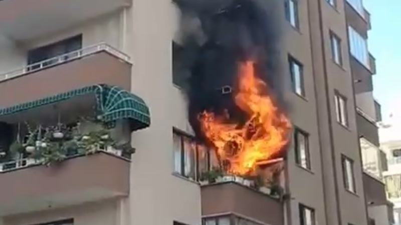 Bursa’da 7 katlı apartmanda korku dolu anlar