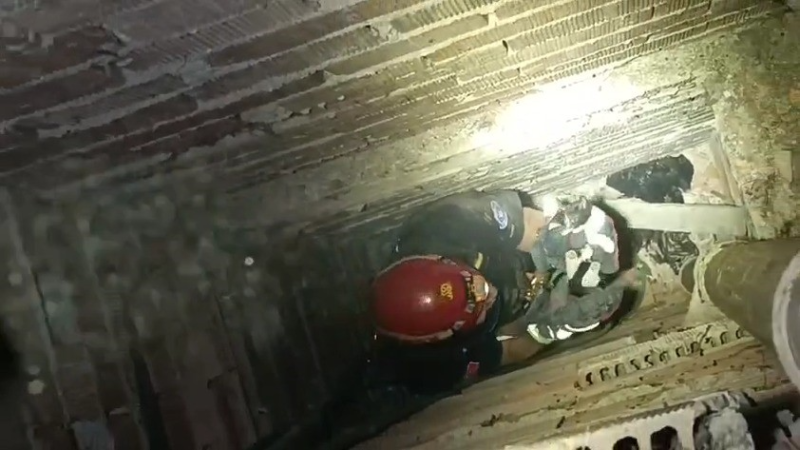 Yavru kedi itfaiye tarafından kurtarıldı