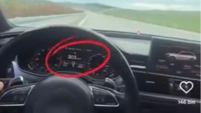 307 kilometre hız yapan sürücüye jandarmadan işlem